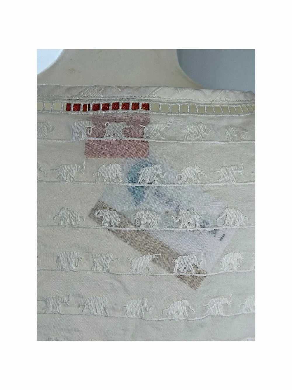 Tory Burch Cream Embroidered Tassel Tie Tunic Top Size 2